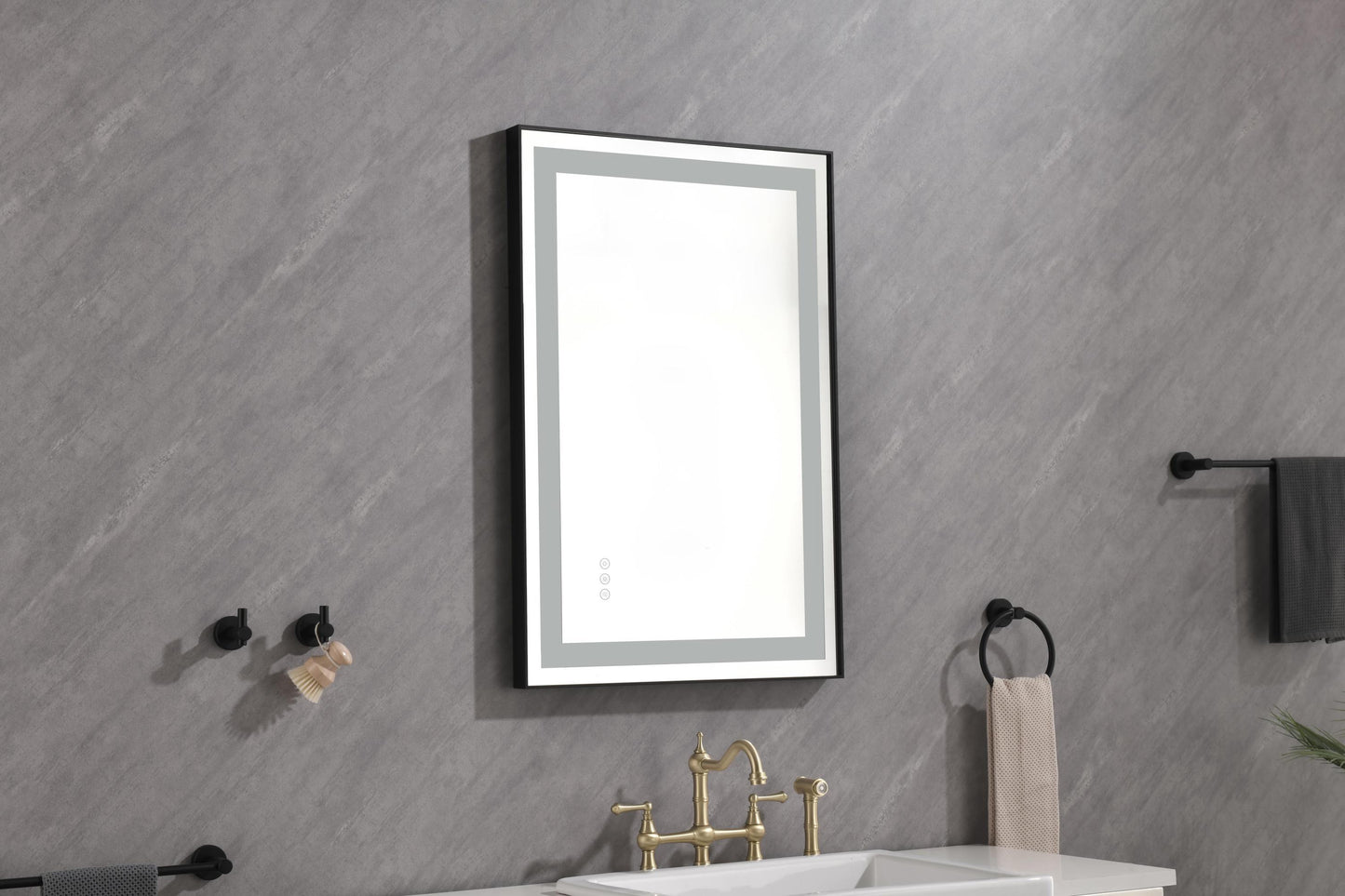 36*24 LED Lighted Bathroom Wall Mounted Mirror with High Lumen+Anti-Fog Separately Control