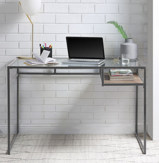 ACME Yasin Desk, Gray & Glass 92588