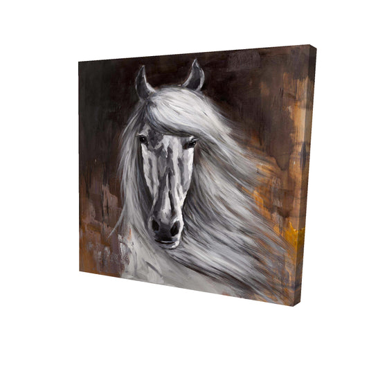 Proud white horse - 08x08 Print on canvas