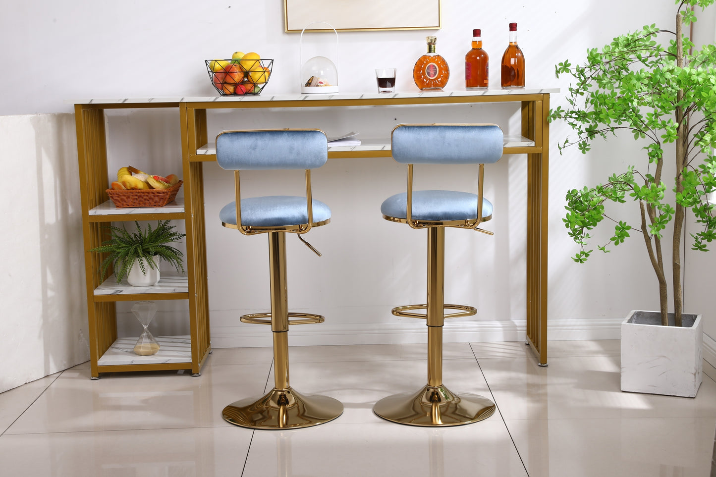 Bar Stools with Back and Footrest Counter Height Dining Chairs  2pcs/ctn