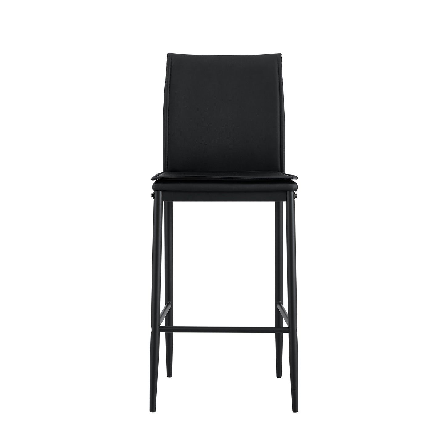 Black Leather Barstool Dining Counter Height Chair Set of 2