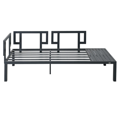 TOPMAX Outdoor 3-piece Aluminum Alloy Sectional Sofa Set with End Table and Coffee Table,Black Frame+Gray Cushion