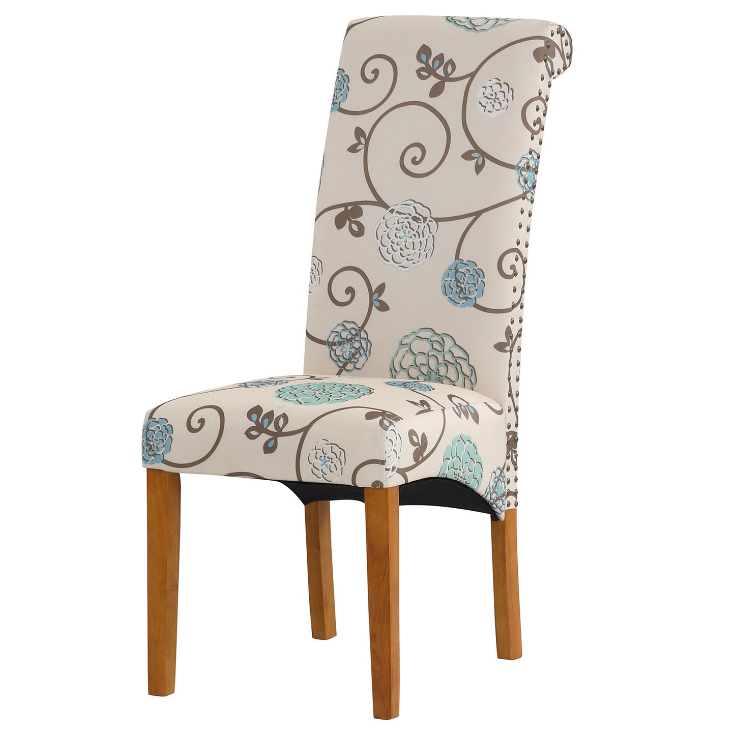 Bionic Beige Pattern Dining Chair with Nail Head Trim, Set of 2