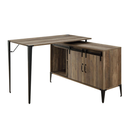 ACME Zakwani Writing Desk w/USB, Rustic Oak & Black Finish OF00012