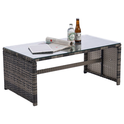 Outdoor Rattan Furniture Sofa And Table Set  4 pcs set Gray+beige