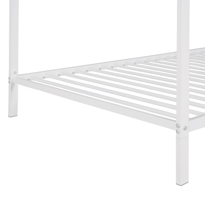 House Bed Frame Twin Size , Kids Bed Frame Metal  Platform Bed  Floor Bed for Kids Boys Girls No Box Spring Needed White