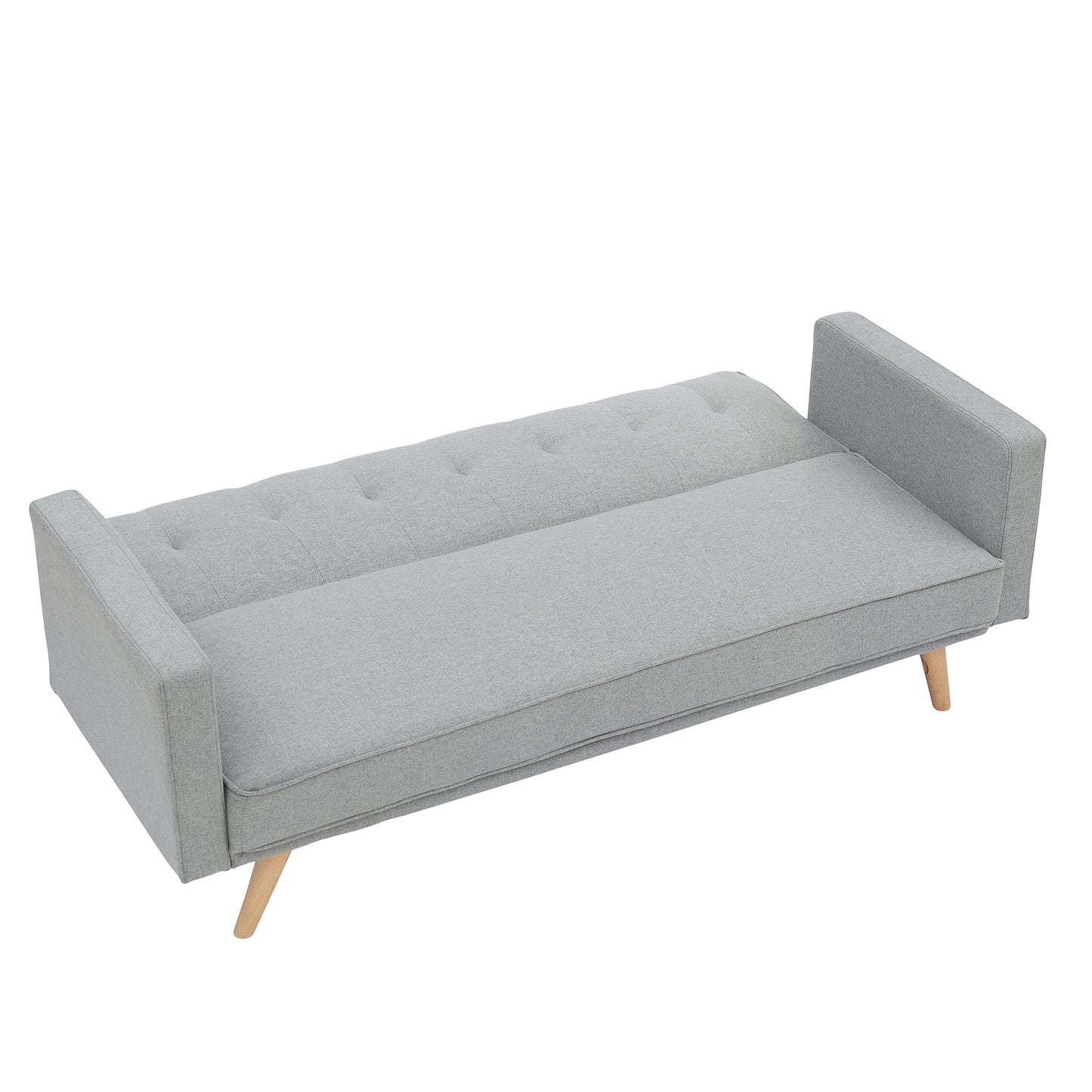 Light Grey Double Corner Folding Sofa Bed, Two Throw Pillows