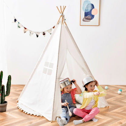 Kids Tent Natural Cotton Canvas Stable Framework Indoor Outdoor Safe Playing House Toys for Boy Girl