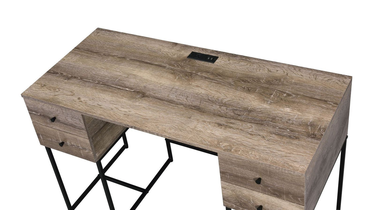 ACME Desirre Desk, Rustic Oak & Black 92640