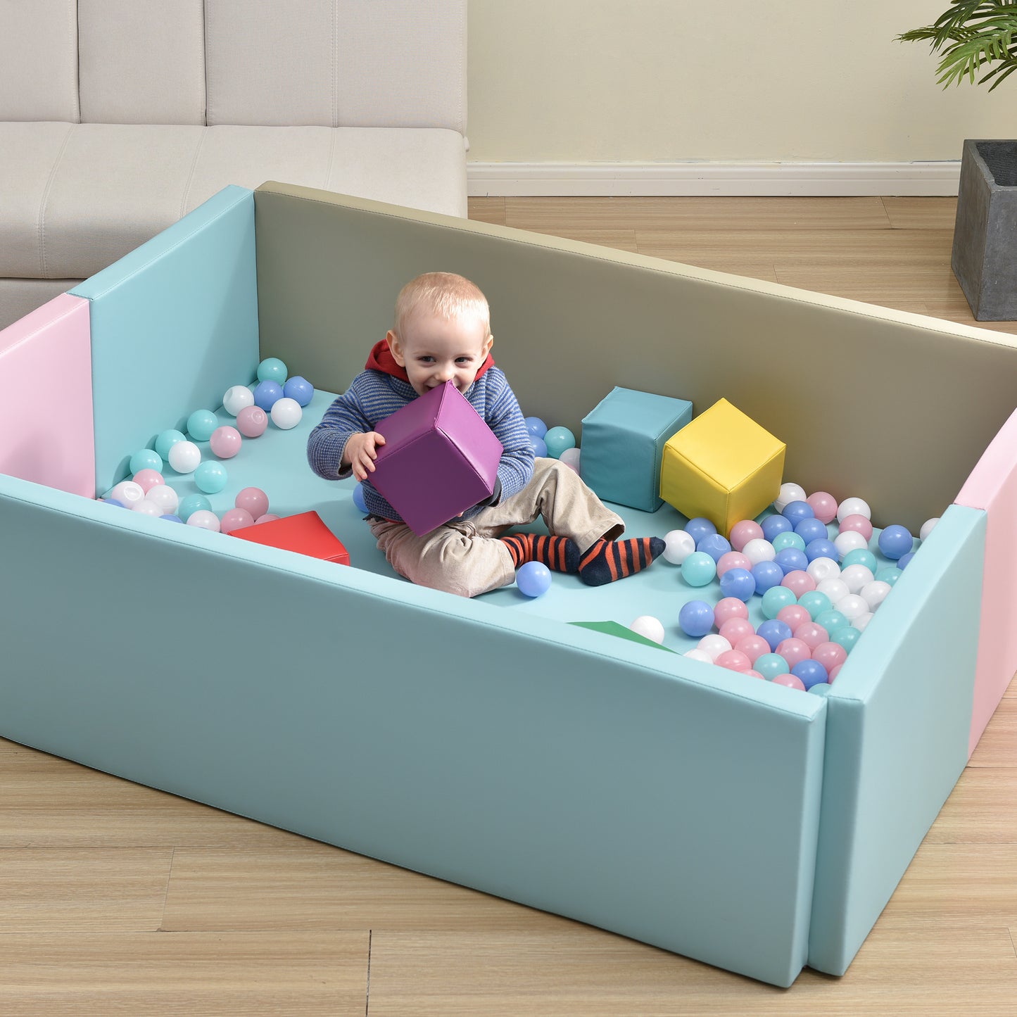 Soft Foam Ball Pit for Toddlers Crawling, 59 x 43 inch Indoor Toy Kids Ball Pool Playpen, Foldable & Portable Easy Clean Babies Soft Ball Pool, Balls NOT Included