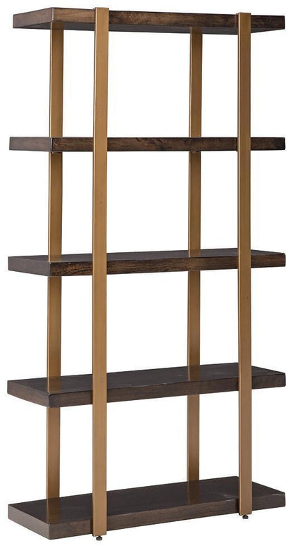 Ashley Beckville Gold Finish+Brown Contemporary Bookcase A4000173