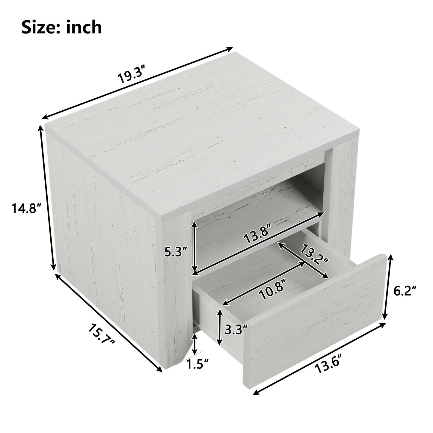 3 Pieces Off White Simple Style Manufacture Wood Bedroom Sets with Twin bed, Nightstand and Chest