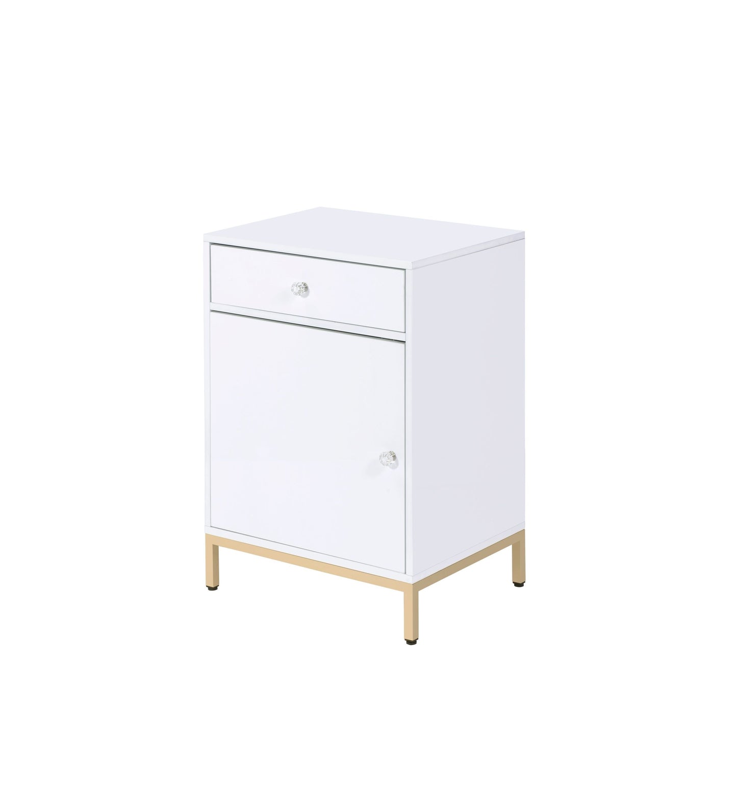 ACME Ottey Cabinet in White High Gloss & Gold 92543