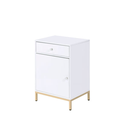 ACME Ottey Cabinet in White High Gloss & Gold 92543