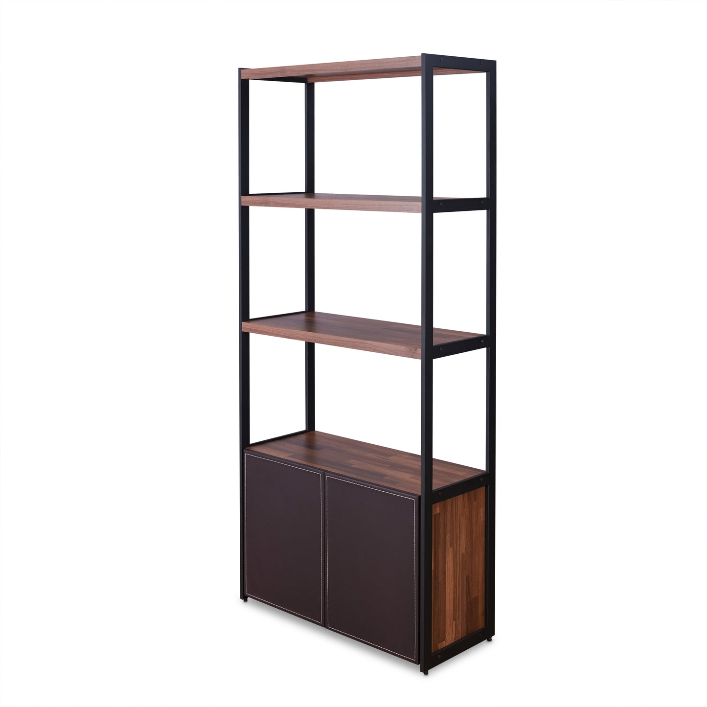 ACME Sara Bookcase in Espresso PU, Walnut & Sandy Black 92442