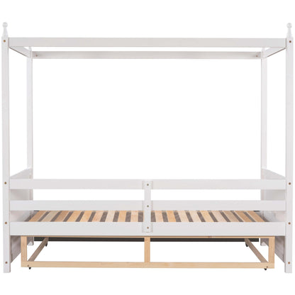 Twin Size Canopy Daybed or Pull-out Platform Bed, White