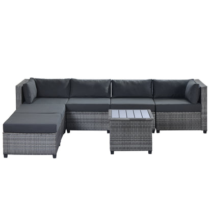 U_Style 7 Piece Rattan Sectional Seating Group with Cushions, Outdoor Ratten Sofa NEW!