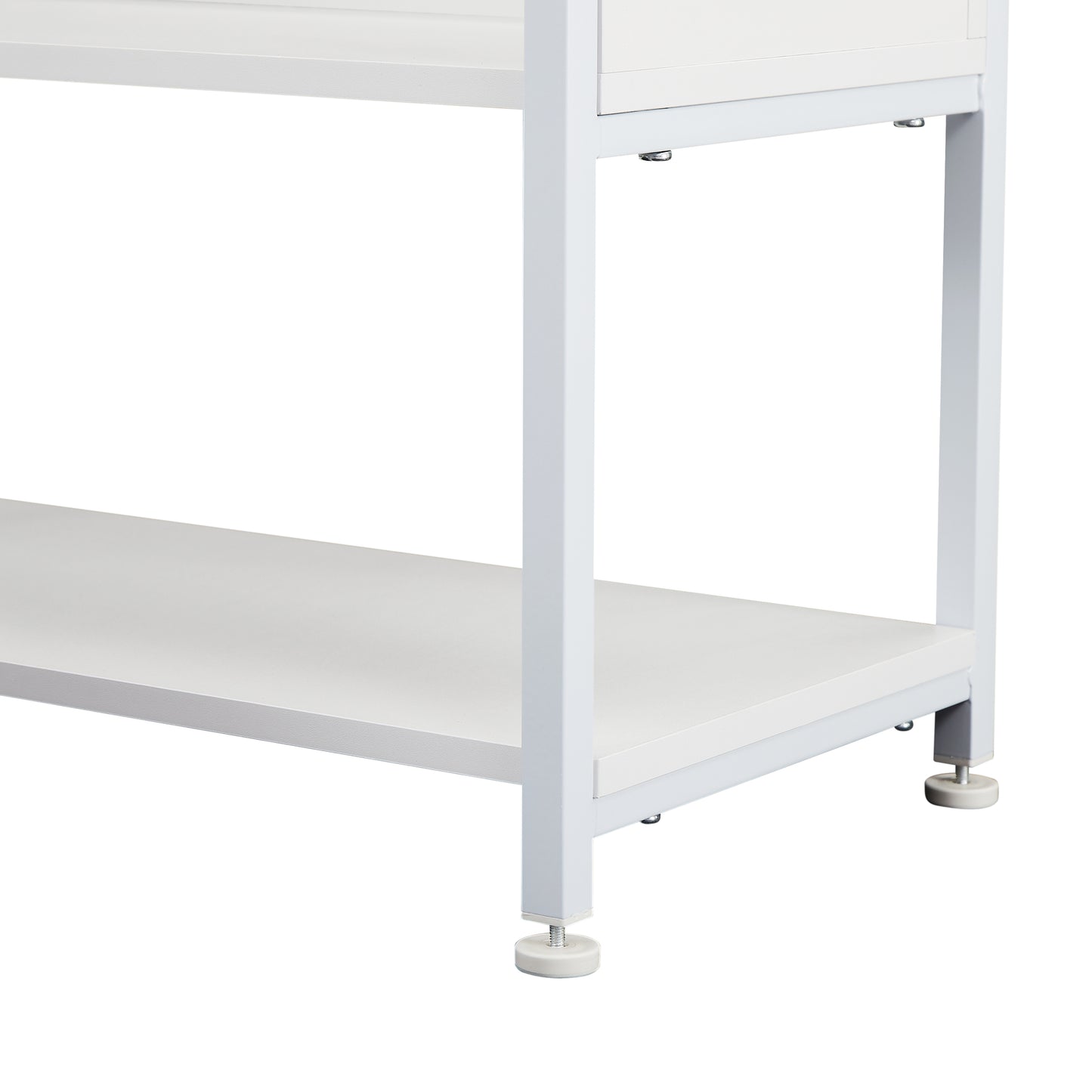 70.8 Inch Tall Bookshelf MDF Boards Stainless Steel Frame, 6-tier Shelves with Back&Side Panel, Adjustable Foot Pads, White