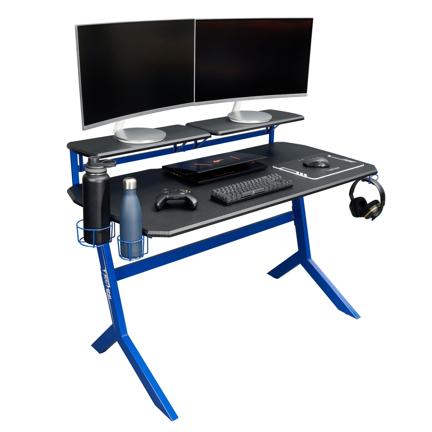 Techni Sport Blue Stryker Gaming Desk, Blue