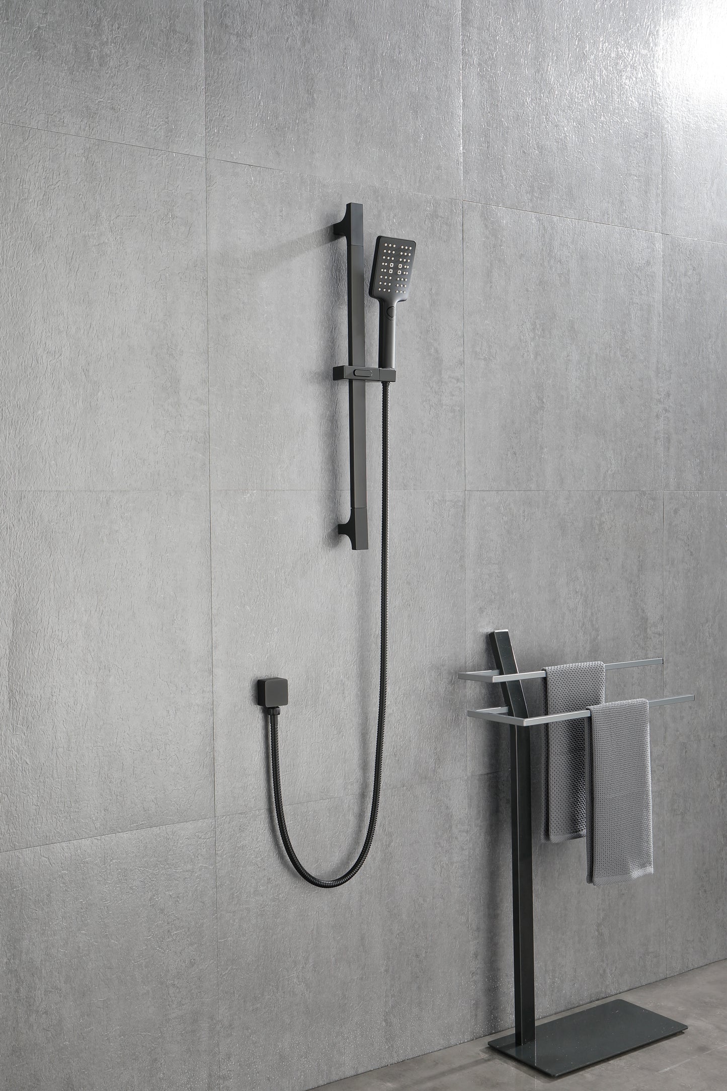 Shower System 16Inch Square Bathroom Luxury Rain Mixer Shower Combo Set Pressure Balanced Shower System with Shower Head, Hand Shower, Slide Bar, Shower Arm, Hose, and Valve Trim