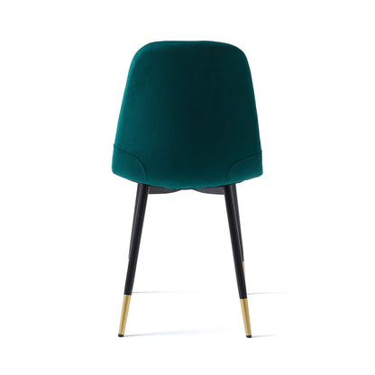 Dark Green Velvet Tufted Accent Chairs with Golden Color Metal Legs, Modern Dining Chairs for Living Room,Set of 4