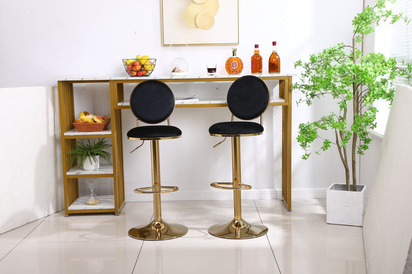 Bar Stools with Back and Footrest Counter Height Dining Chairs  2pcs/ctn