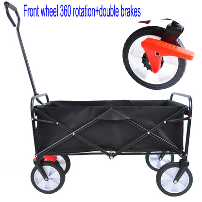 Folding Wagon Garden Shopping Beach Cart (black)