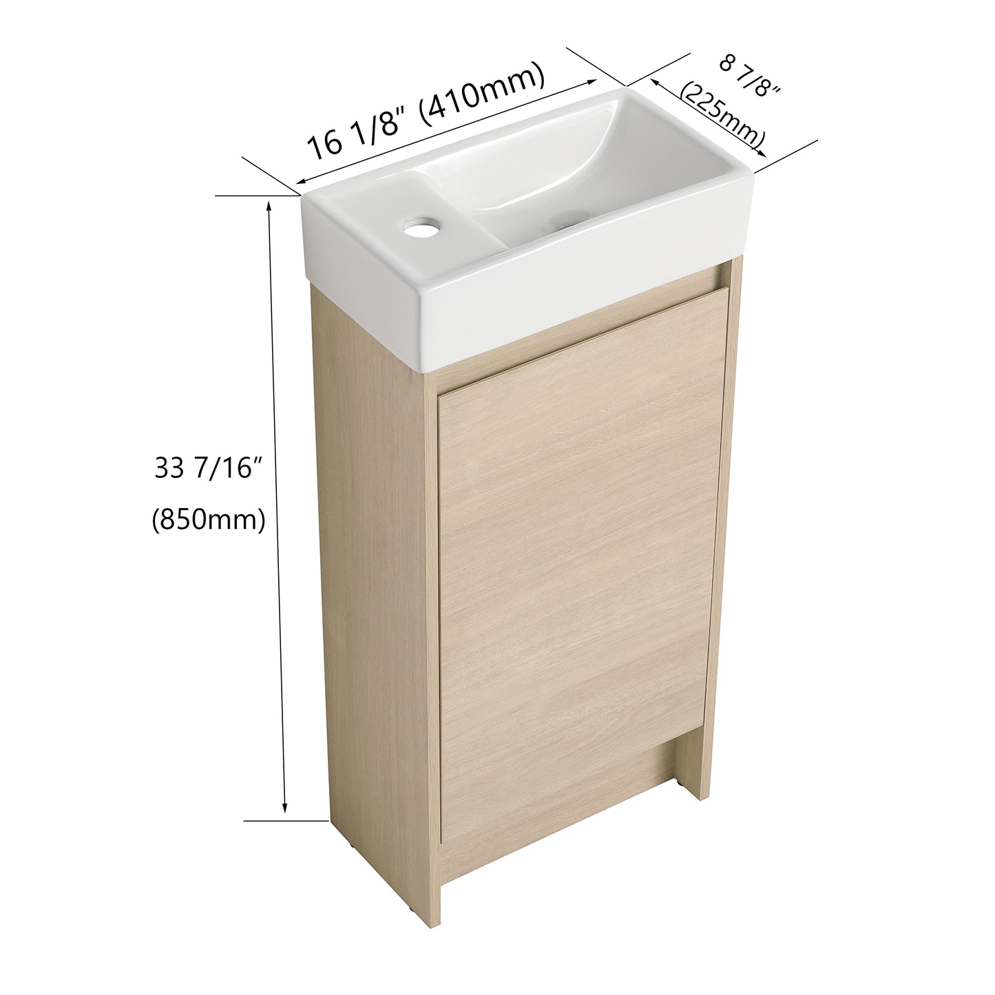 Bathroom Vanity With Single Sink,16 Inch For Small Bathroom,