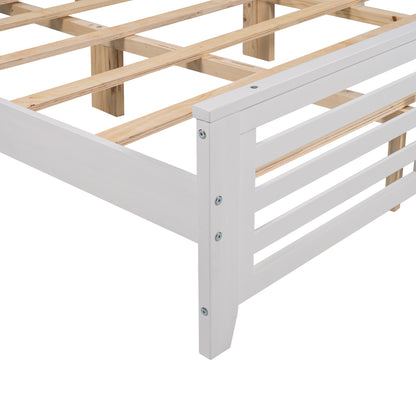 Platform bed with horizontal strip hollow shape, King size, white （New）