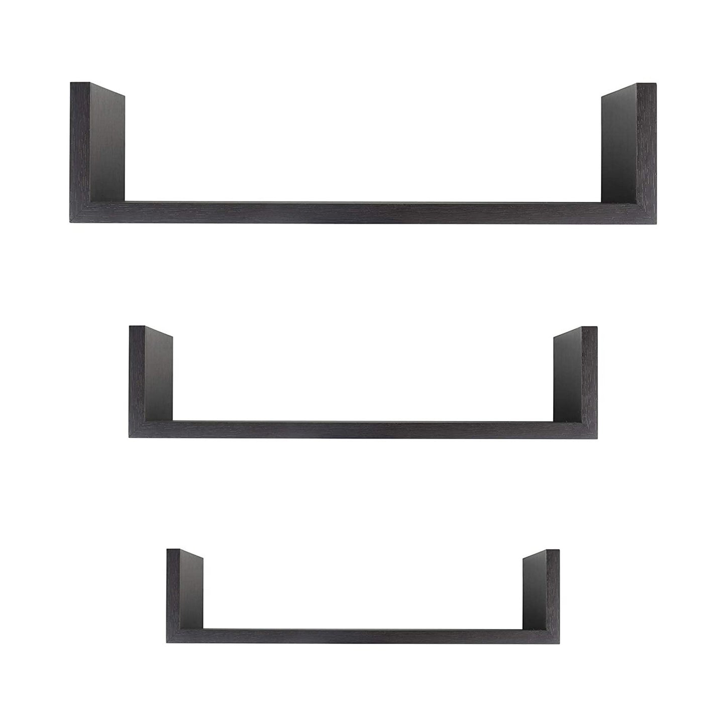 Danya B Floating 'U' Laminated Walnut Veneer Shelves, Set of 3, Espresso Brown