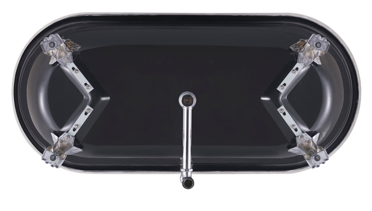 67" 100% Acrylic Freestanding Bathtub，Contemporary Soaking Tub，white inside black outside