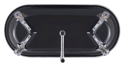 67" 100% Acrylic Freestanding Bathtub，Contemporary Soaking Tub，white inside black outside