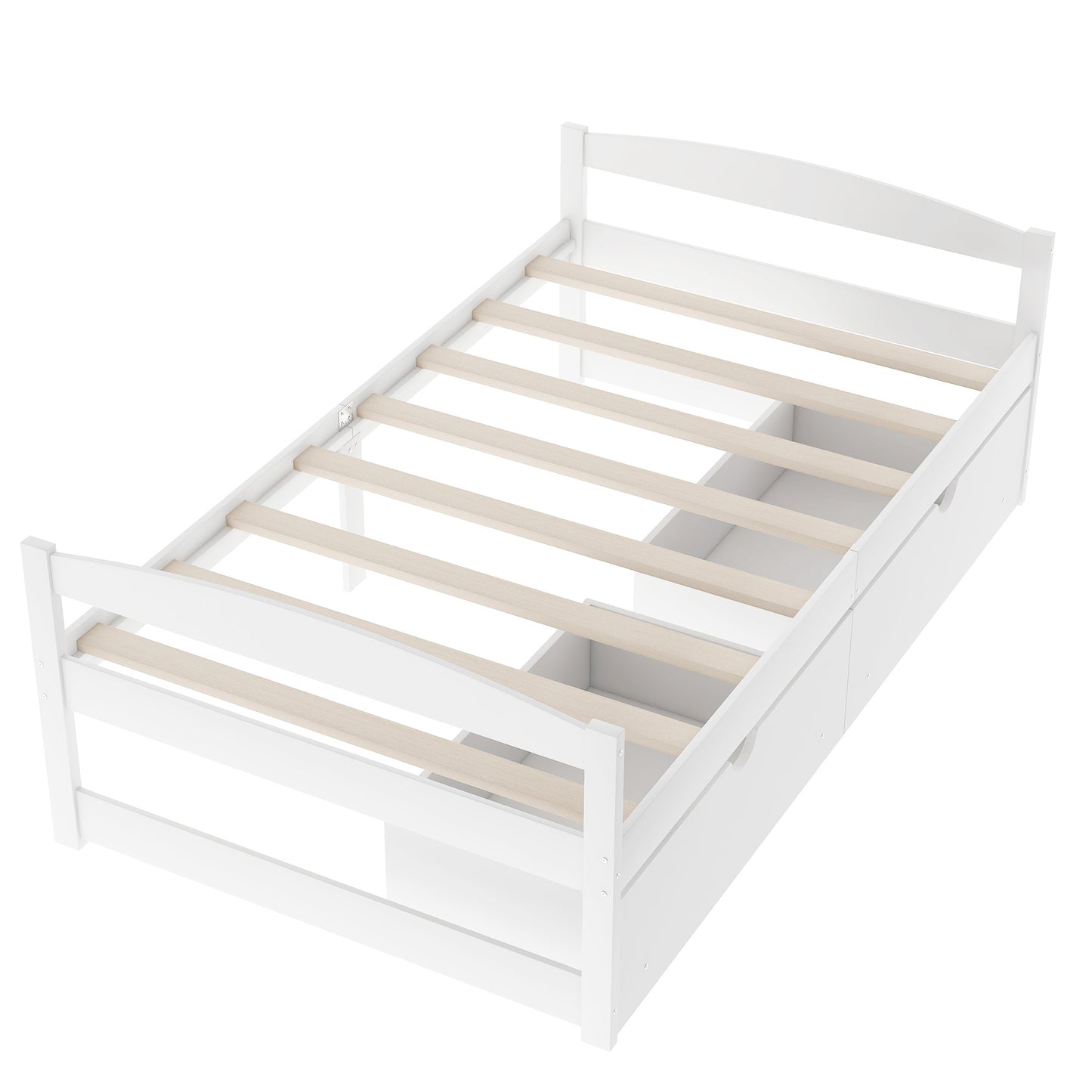 Twin size platform bed, with two drawers, white（New）