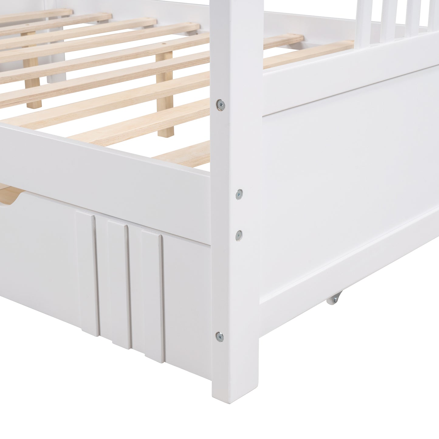 Full Size Daybed Wood Bed with Two Drawers,White