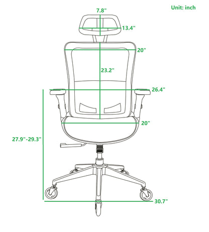 Ergonomic Mesh Office Chair - Rolling Home Desk Chair with 4D Adjustable Flip Armrests,  Adjustable Lumbar Support and Blade Wheels(GREY MESH)