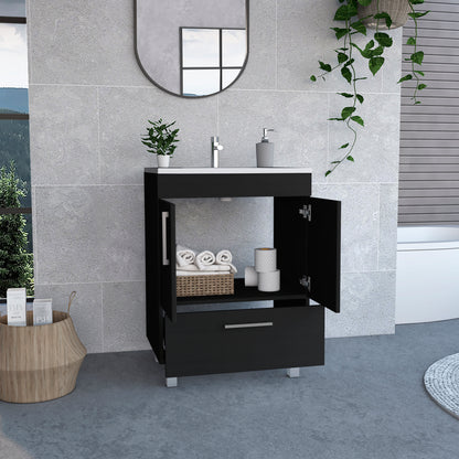 Clifton 2-Door Rectangle Single Bathroom Vanity Black Wengue