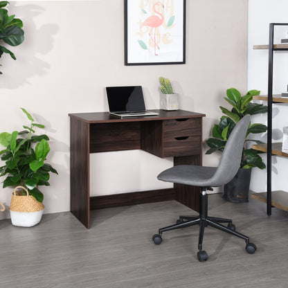 35.4“ W X 17.7" D X 29" H Computer Desk Writing Study Table with 2 Side Drawers Classic Home Office