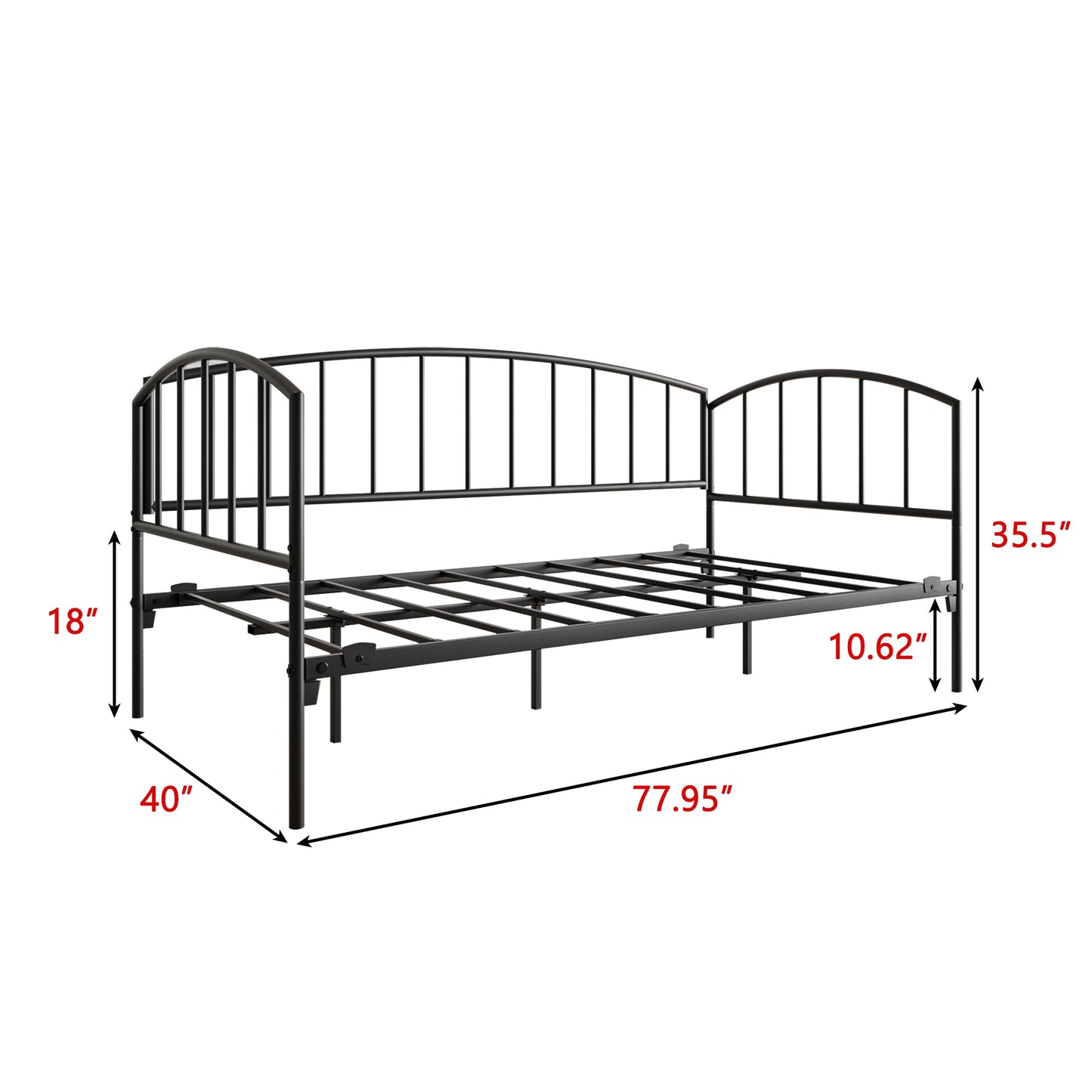 Metal Daybed Frame Twin Size Heavy Duty Metal Slats Sofa Bed Platform Mattress Foundation Black