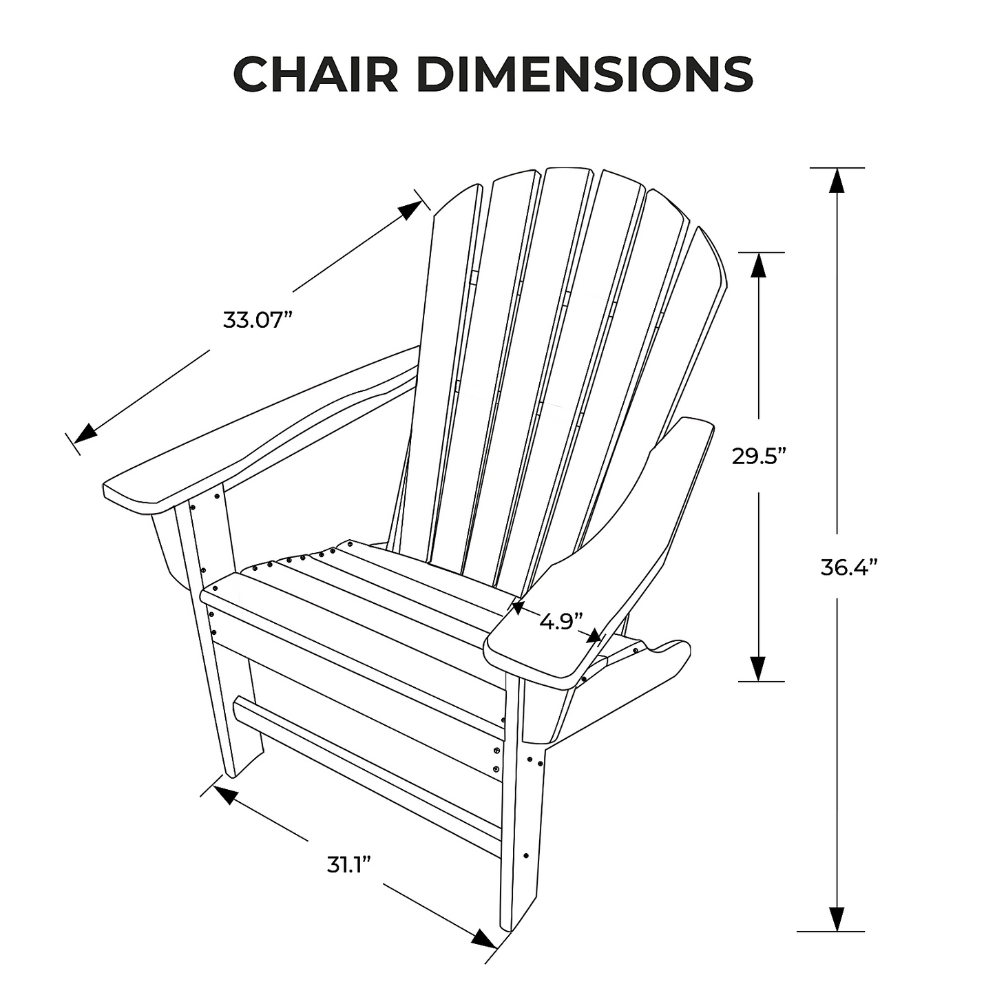 UM HDPE Resin Wood Adirondack Chair - Brown