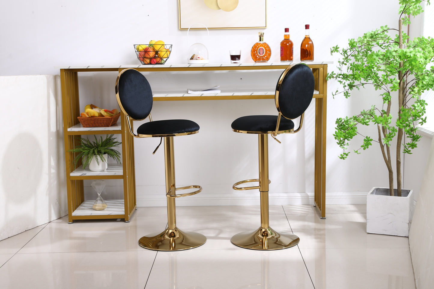 Bar Stools with Back and Footrest Counter Height Dining Chairs  2pcs/ctn