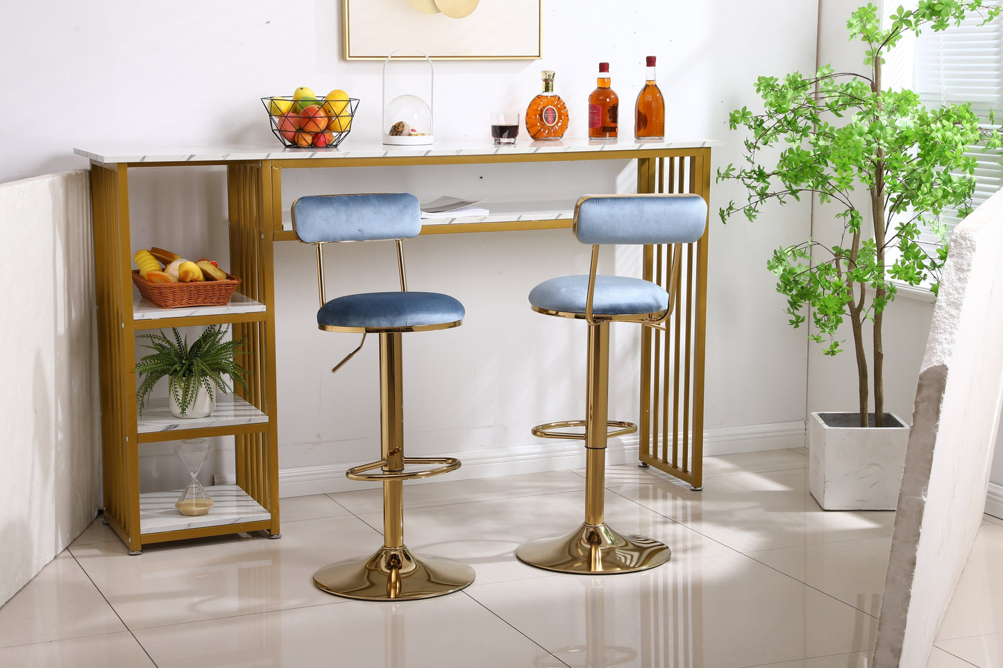 Bar Stools with Back and Footrest Counter Height Dining Chairs  2pcs/ctn