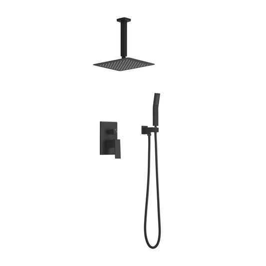 Matte Black Shower Set System Bathroom Luxury Rain Mixer Shower Combo Set Ceiling Mounted Rainfall Shower Head Faucet