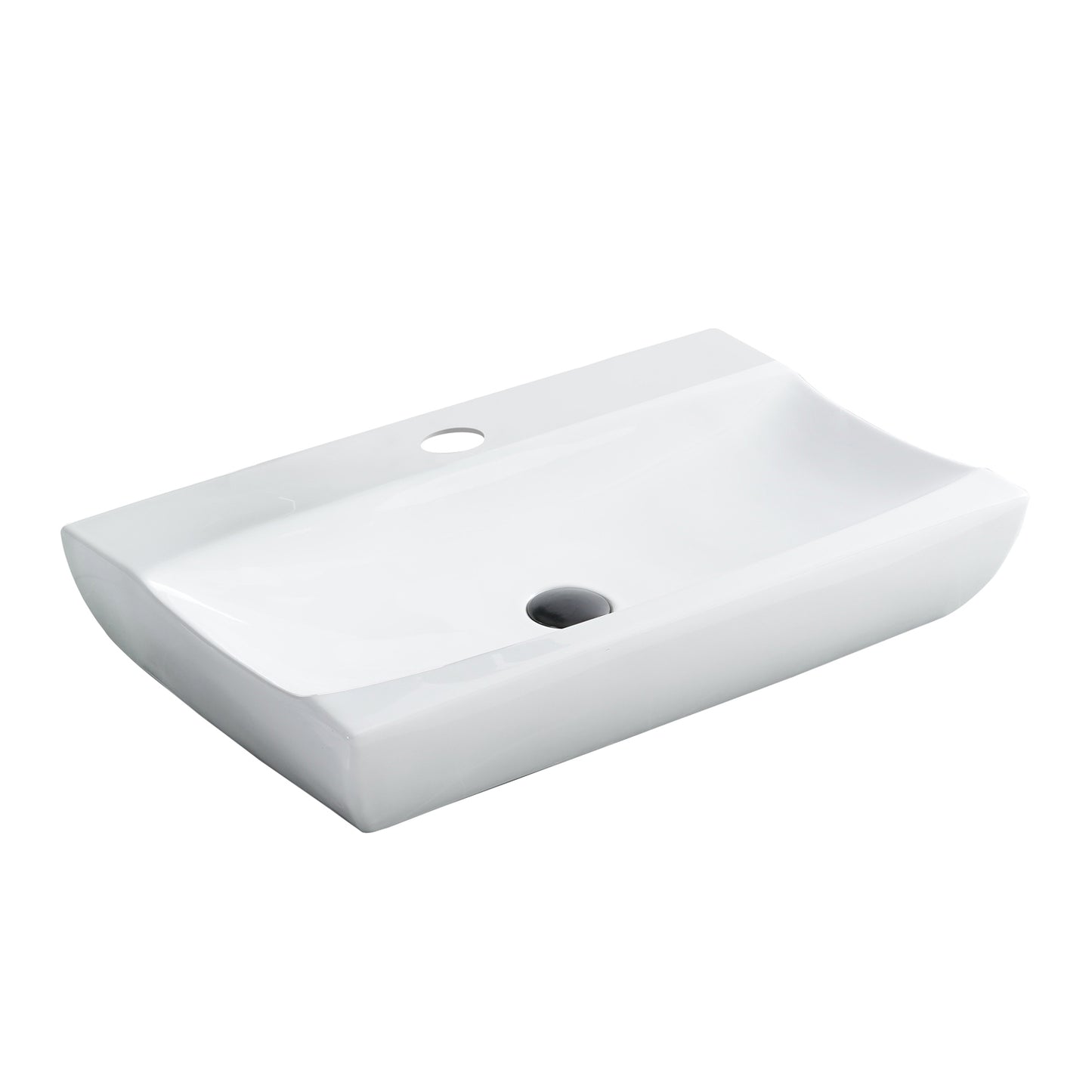 Vessel  Bathroom Sink Basin in White Ceramic