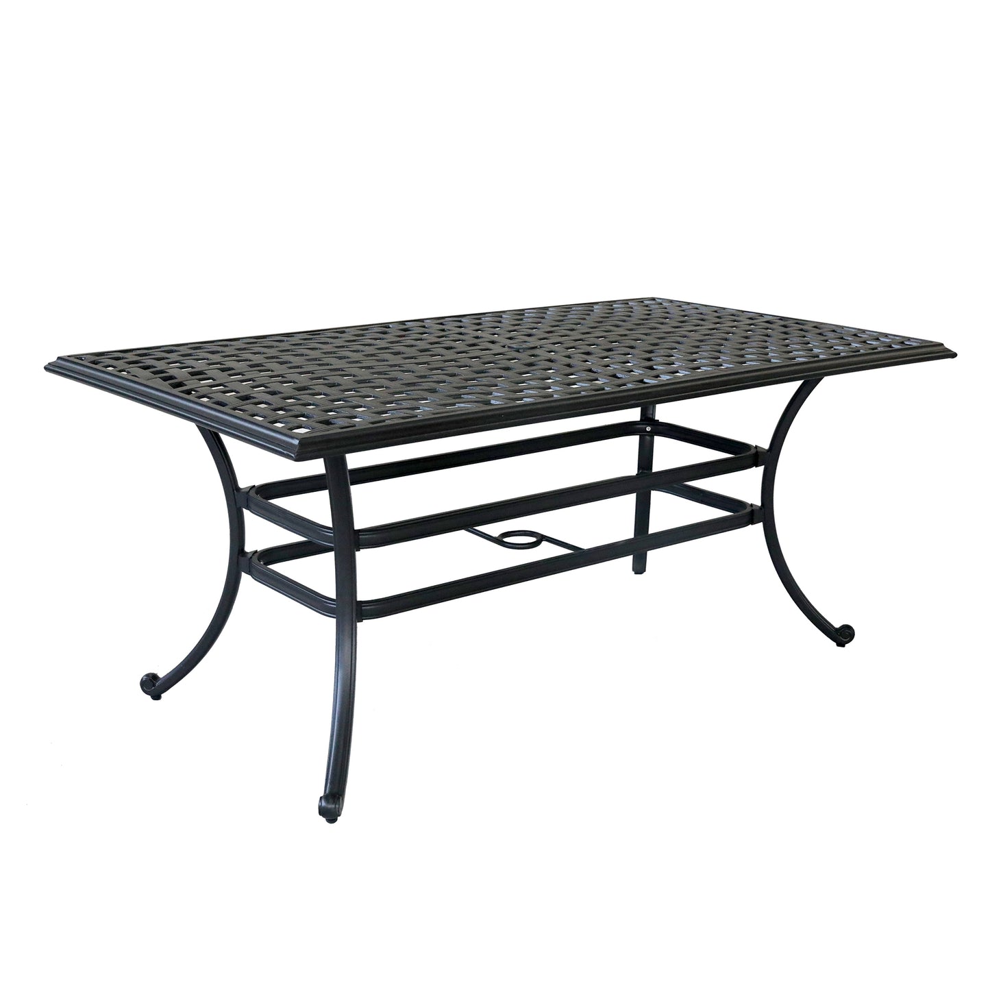 3 Piece Aluminum Dining Set, Rectangular table and Benches, Cast Slate