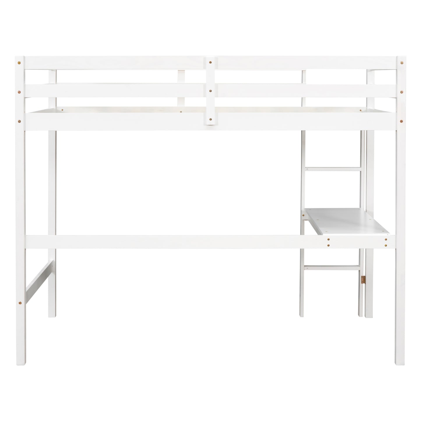 Twin Loft Bed with  built-in desk,White