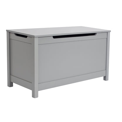 Kids Wooden Toy Box/Bench with Safety Hinged Lid for Ages 3+（Gray）