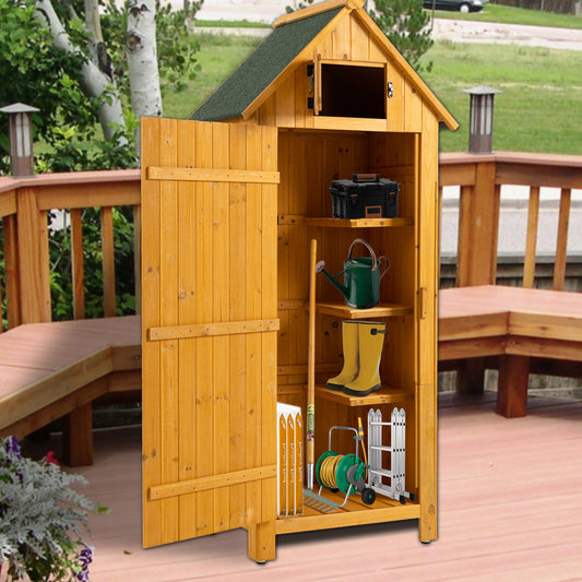 30.3”L X 21.3”W X 70.5”H Outdoor Storage Cabinet Tool Shed Wooden Garden Shed  Natural