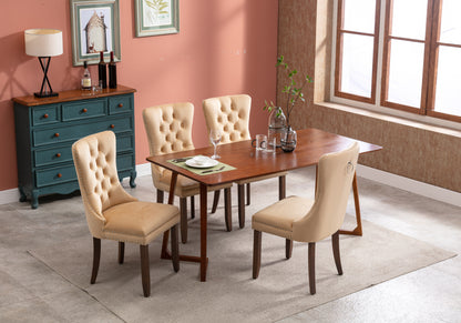 Upholstered Button Tufted Back Pink Velvet Dining Chair with Nailhead Trim and Solid Wood Legs 2 Sets