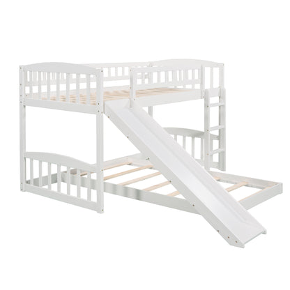 Twin Over Twin Bunk Bed with Slide and Ladder, White(OLD SKU :LP000514AAK)