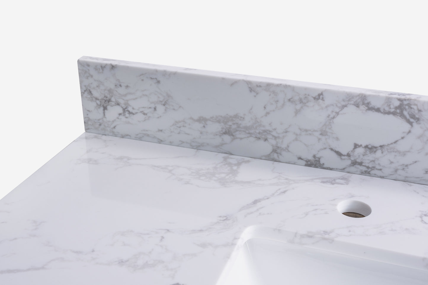 Montary 49" carrara white engineered stone vanity top backsplash